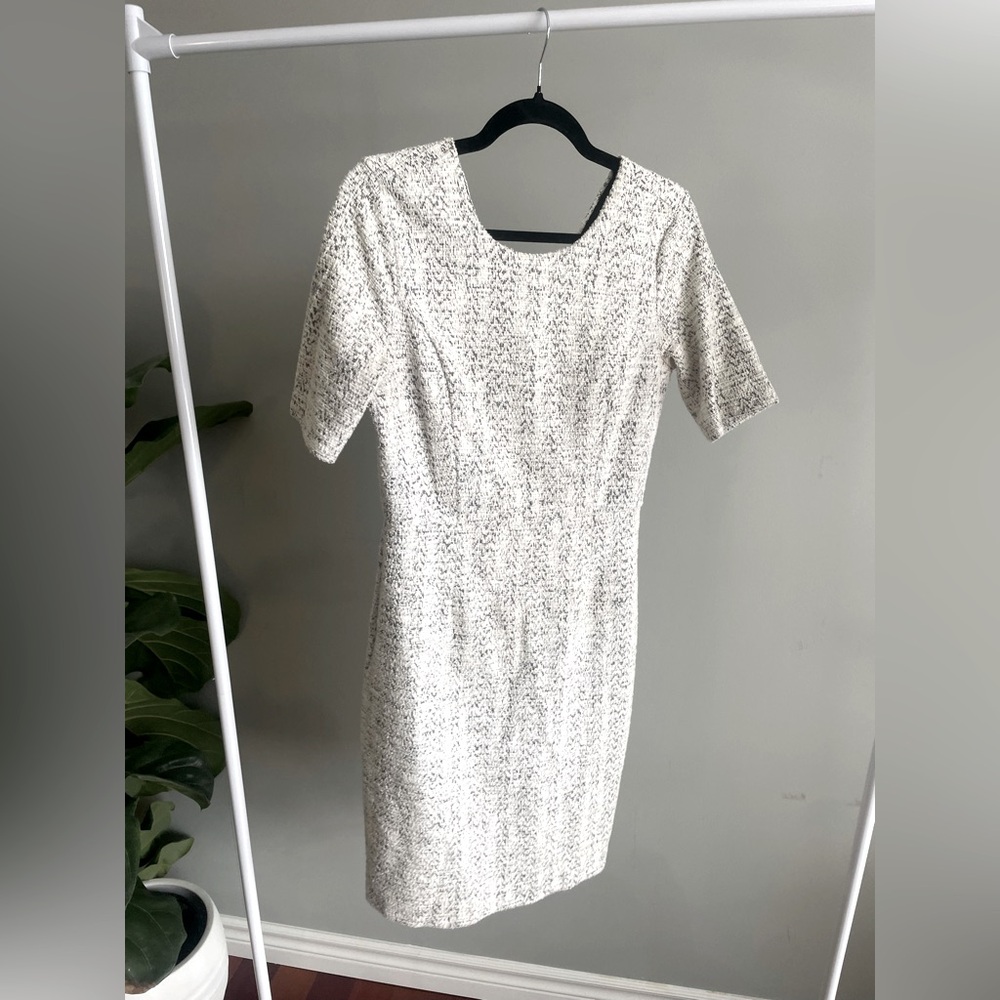 Banana Republic Tweed Black and White 3/4 Sleeve Dress Size 6